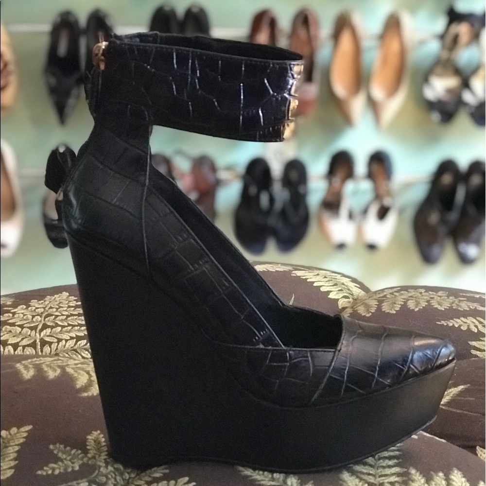 Bcbgmaxazria Arcade Python Ankle Wedge Booties - image 1